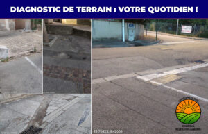 Photos de trottoirs et routes dégradés au 50 avenue du Champ de Mars à Garons - Diagnostic de terrain - Liste Ensemble Réveillons Garons